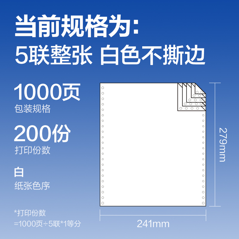 纵横莱茵河L241-5电脑打印纸(白色不撕边)(1000页/盒)