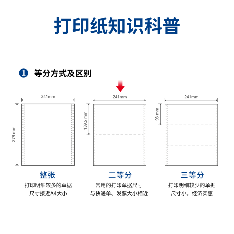 纵横白令海B241-3电脑打印纸(1/2CS彩色撕边)(1000页/盒)