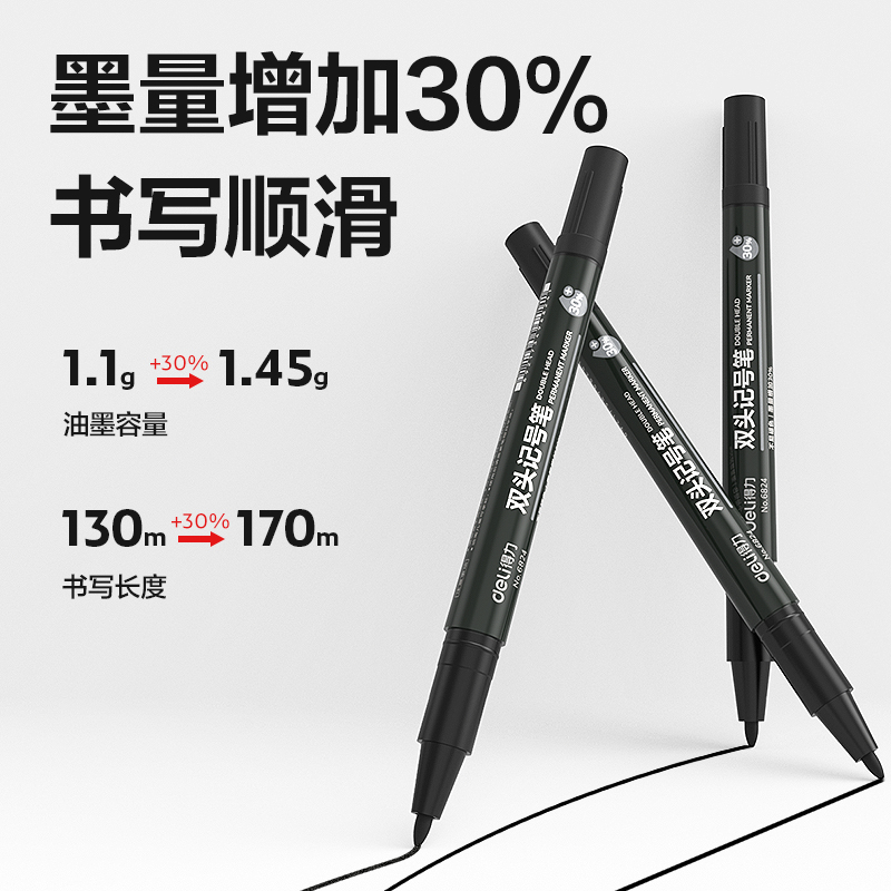 纵横思达6824小双头记号笔(黑)(支)