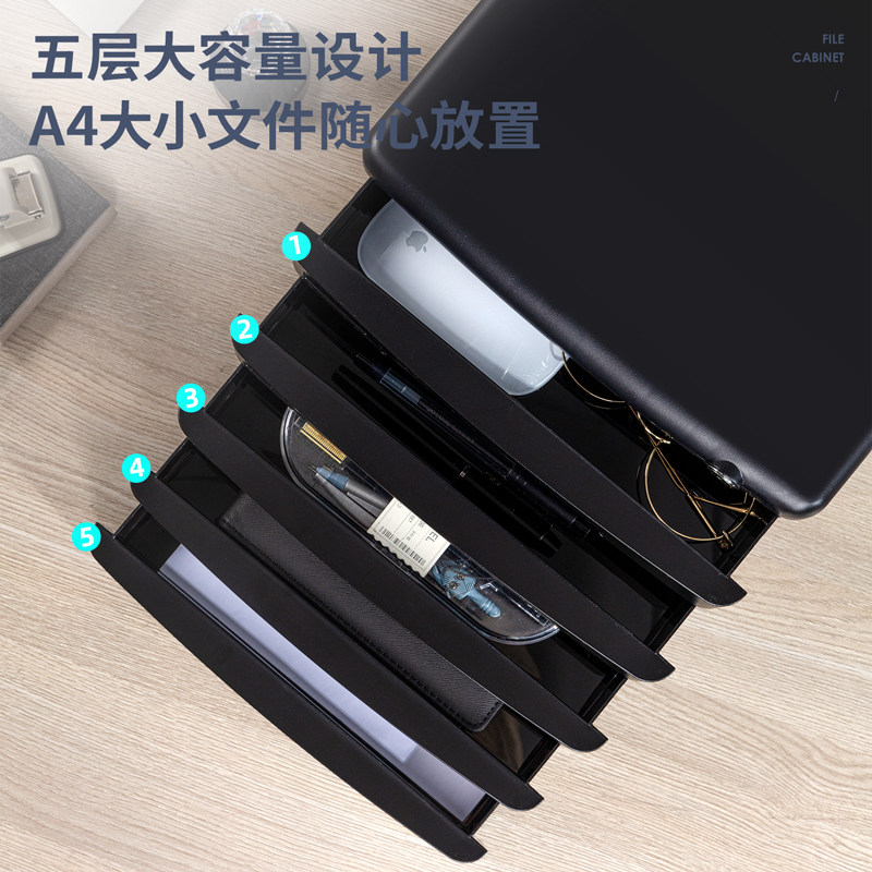 纵横9778五层带锁文件柜(黑)(只)