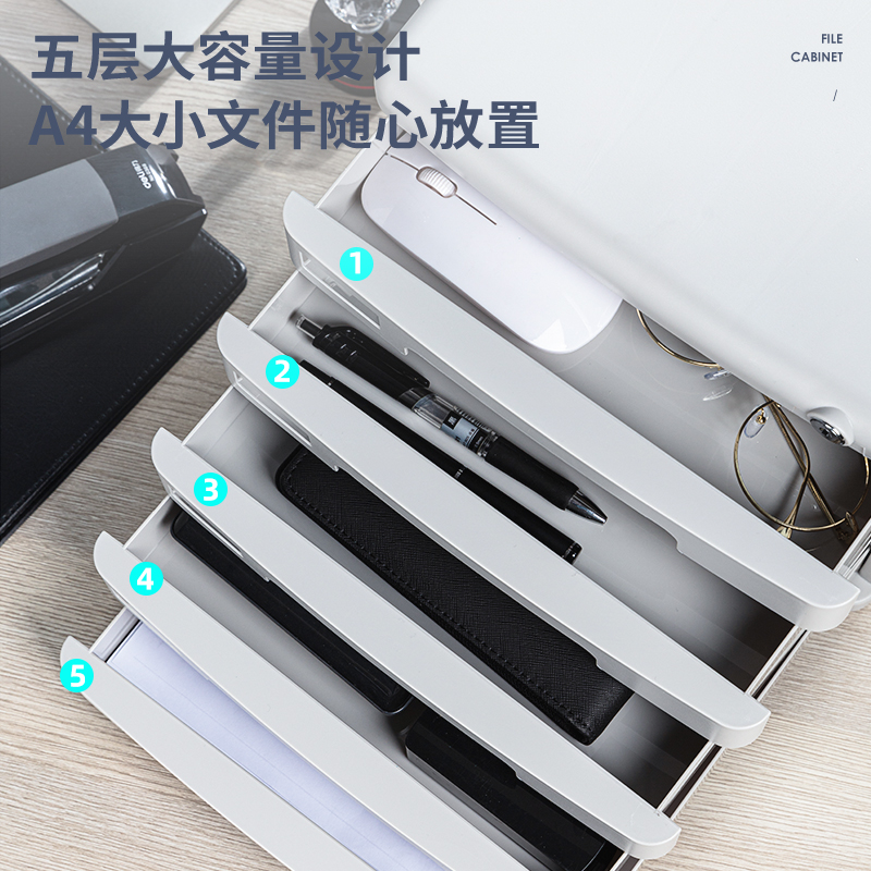 纵横9778五层带锁文件柜(灰)(只)