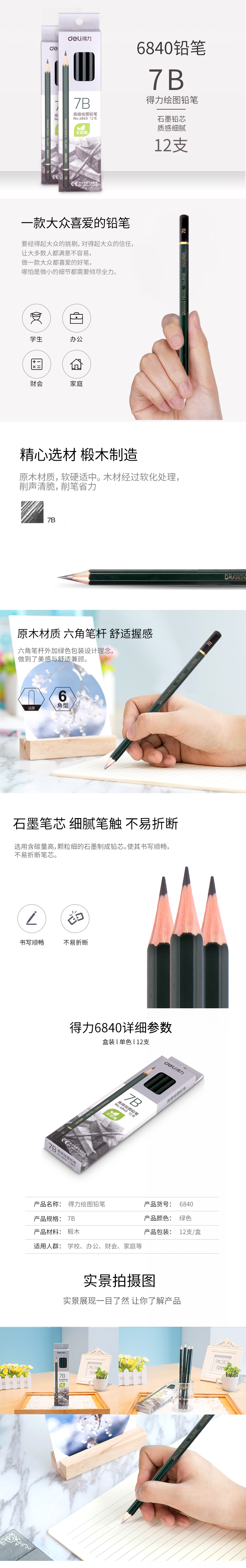 纵横6840-7B高级绘图铅笔(绿色)(12支/盒)