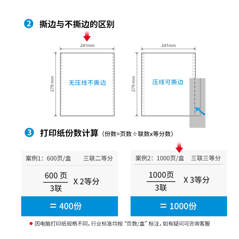 纵横塞纳河N241-3电脑打印纸(1/3白色不撕边)(1000页/盒)