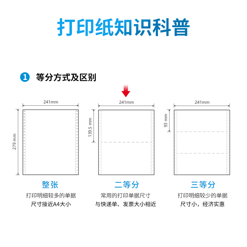 纵横塞纳河N241-3电脑打印纸(1/2S白色撕边)(1000页/盒)