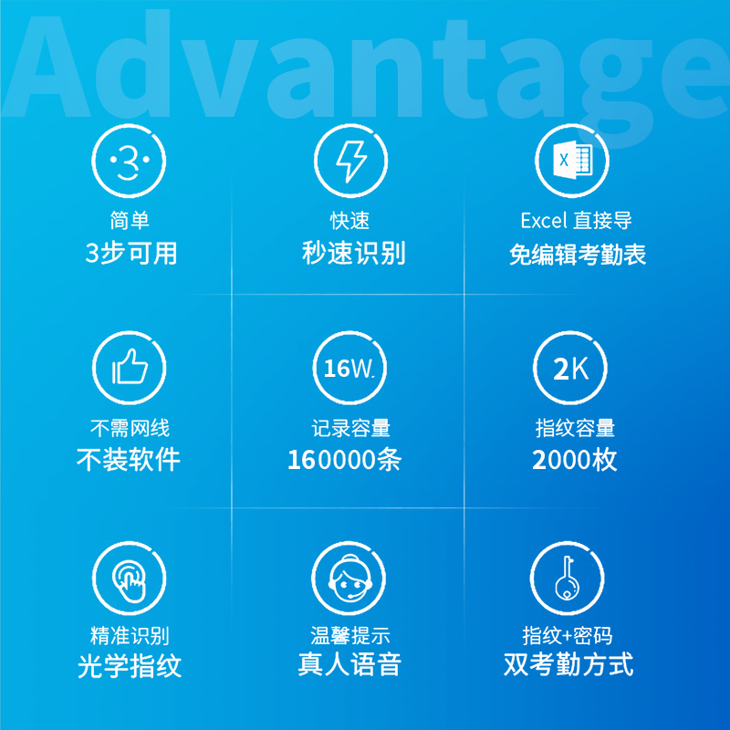 纵横33154指纹考勤机(银灰)