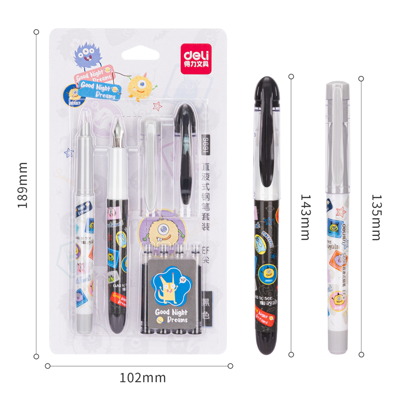 纵横S691钢笔(黑色)(1明尖+1暗尖+4墨囊/卡)