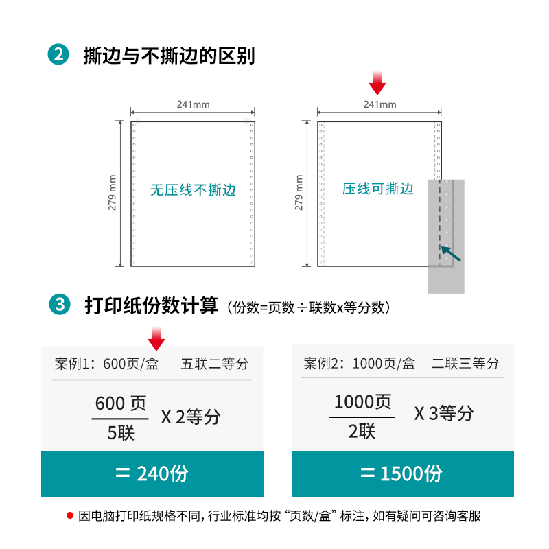 纵横佳宣J241-5电脑打印纸(1/2CS彩色撕边)(600页/盒)
