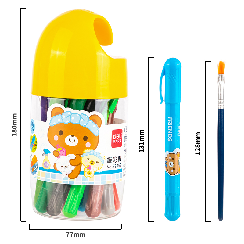 纵横72055_PET筒装水溶性旋彩棒(混)（18色/筒）