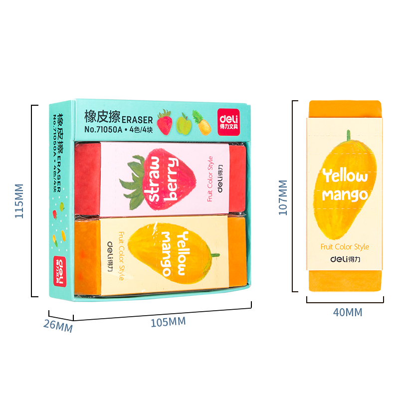 纵横71050A彩色橡皮(混)(4块/盒)