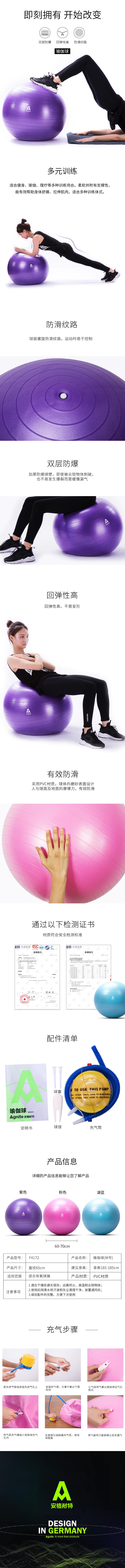 安格耐特F4172瑜伽球(混色)
