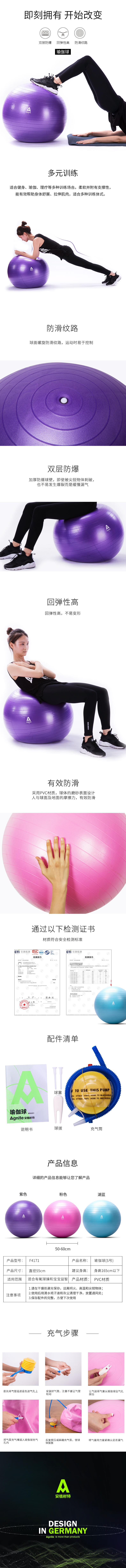 安格耐特F4171瑜伽球(混色)