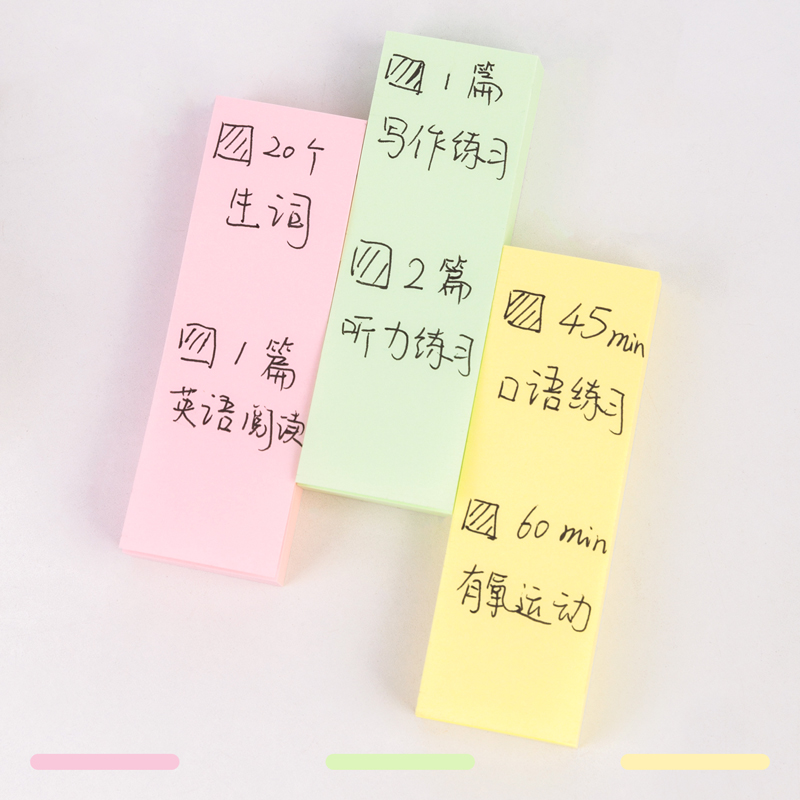 纵横66306纯优彩条记事贴76*25mm-3*100张(混)(袋)