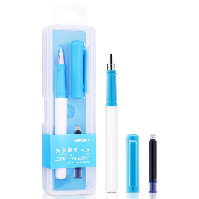 纵横A901学生矫姿钢笔(可擦纯蓝/笔壳浅蓝)(1支/盒)