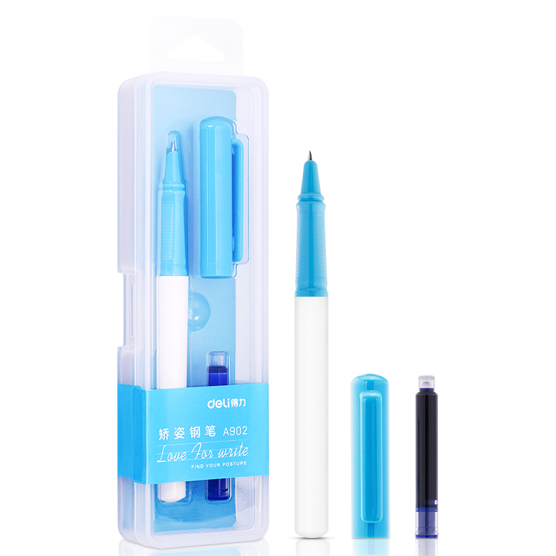 纵横A902学生矫姿钢笔(可擦纯蓝/笔壳浅蓝)(1支/盒)
