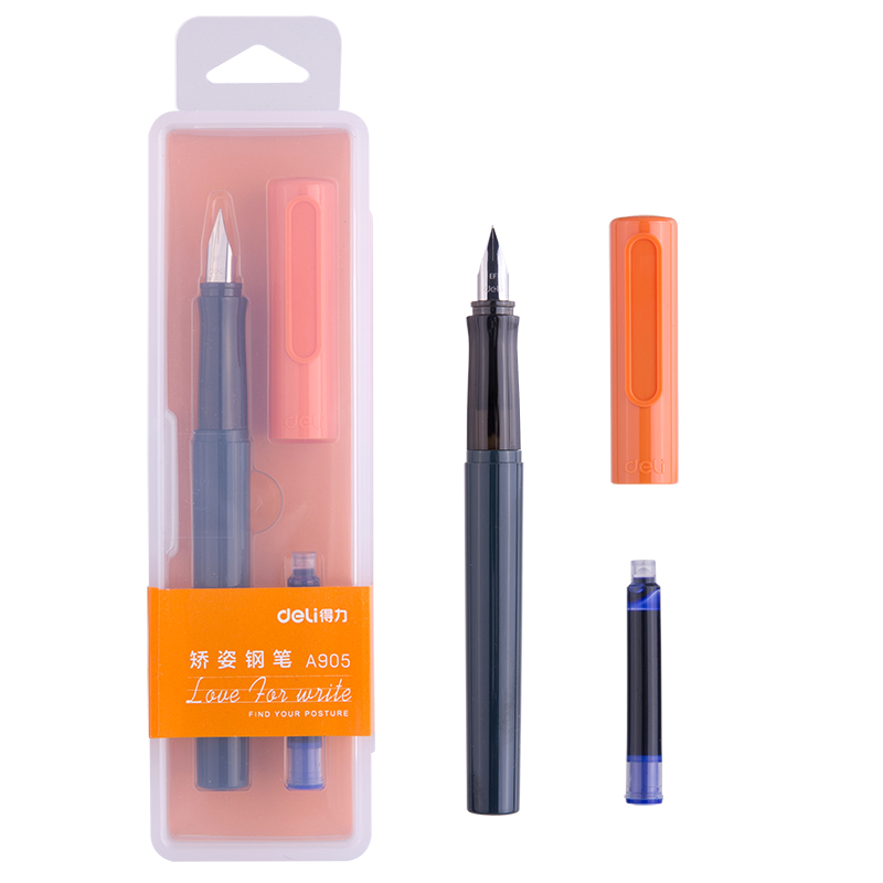 纵横A905学生矫姿钢笔(可擦纯蓝/笔壳橙)(1支/盒)