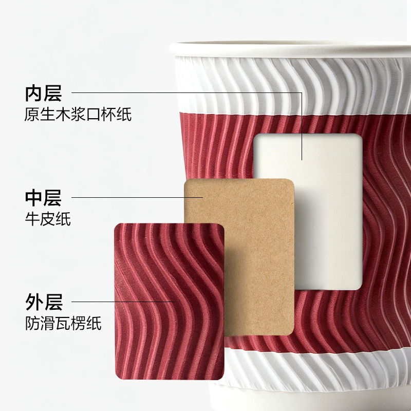 纵横19206三层波纹纸杯(红色)(280ml)(20只/包)