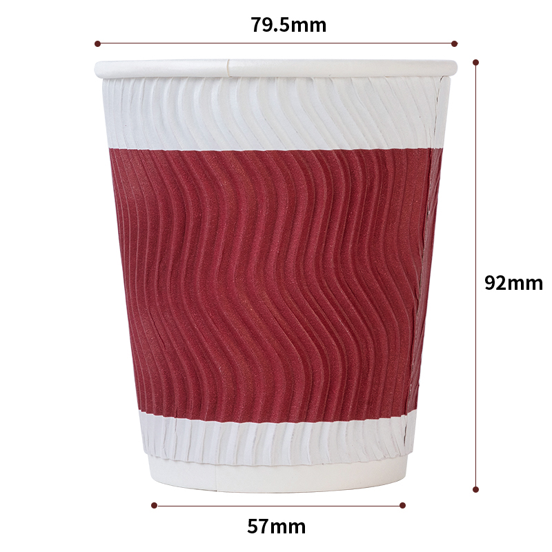 纵横19206三层波纹纸杯(红色)(280ml)(20只/包)
