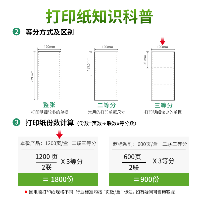 纵横佳宣J120-2电脑打印纸(1/3白色不撕边)(1200页/盒)