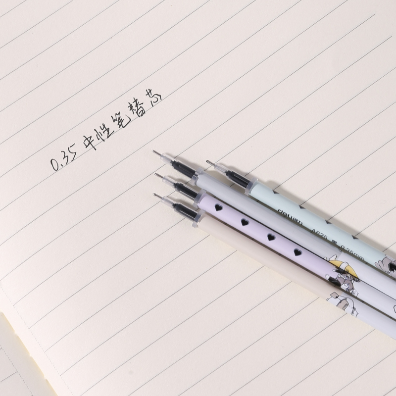 纵横A825学生中性笔替芯0.35mm全针管(黑)