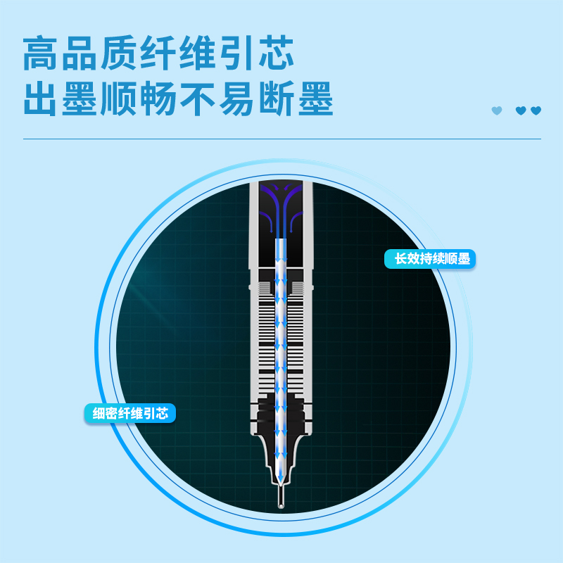 纵横S850直液式走珠笔0.5mm全针管(黑)