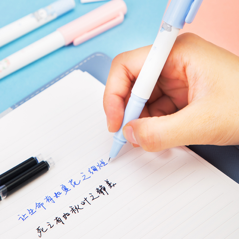 纵横A921矫姿钢笔套装(晶蓝)(6墨囊+1支笔/卡)
