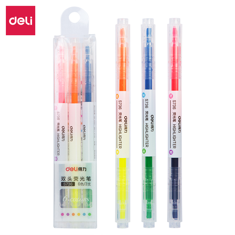 纵横S736双头双色荧光笔(混)(3支/盒)