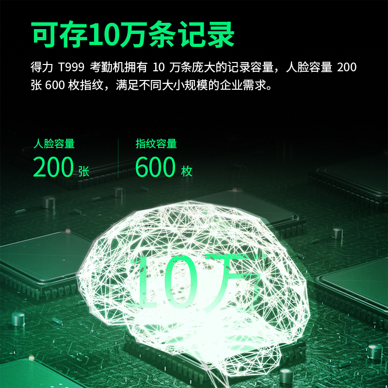 纵横T999人脸指纹混合识别考勤机(黑色)
