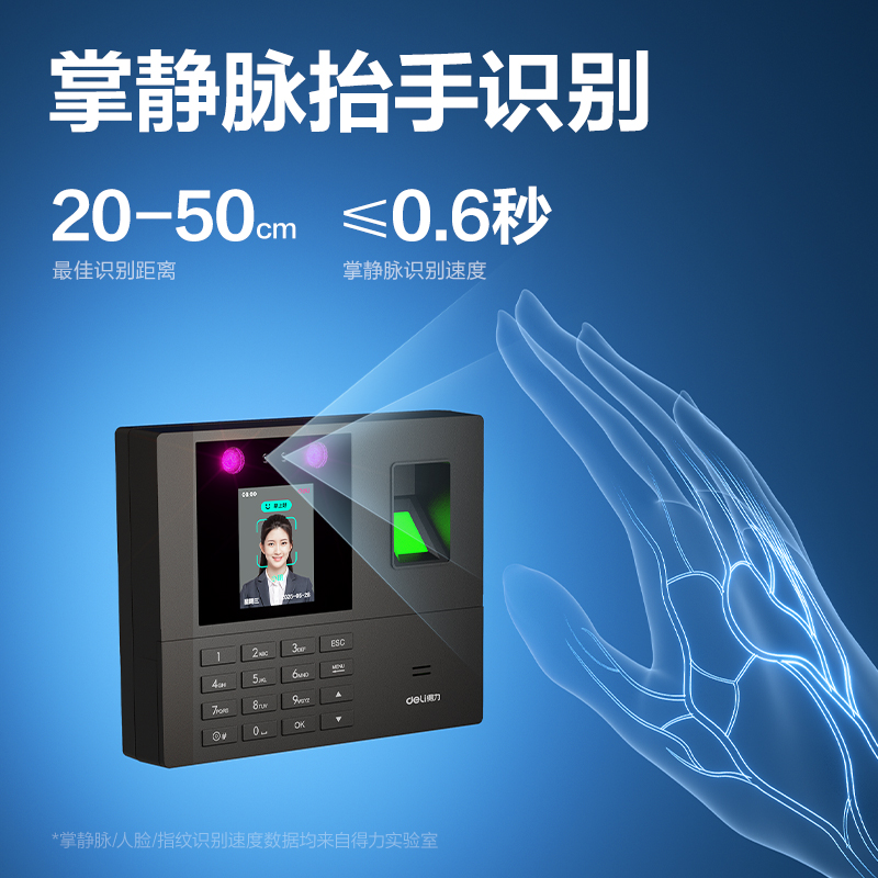纵横34521人脸指纹混合识别考勤机(黑色)