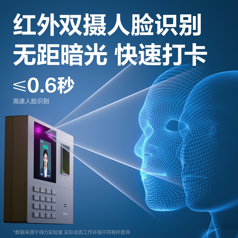 纵横34521人脸指纹混合识别考勤机(黑色)