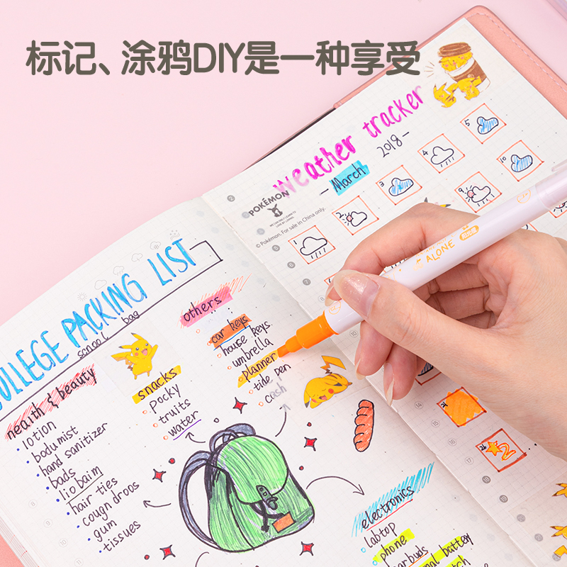 纵横S737双头细线幅荧光笔(混)(盒)