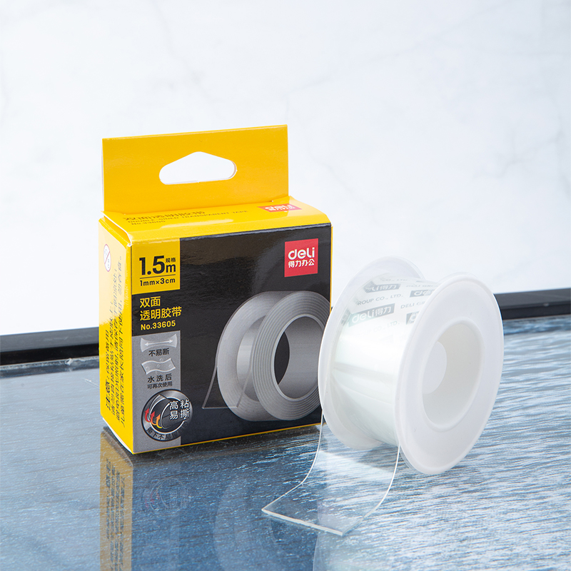 纵横33605双面透明胶带30mm*1.5m*1mm(透明)(1卷/盒)