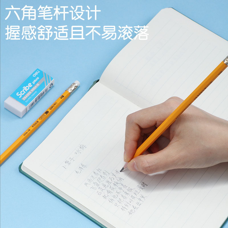 纵横S956-HB_黄杆办公皮头HB铅笔(黄)(12支/盒)