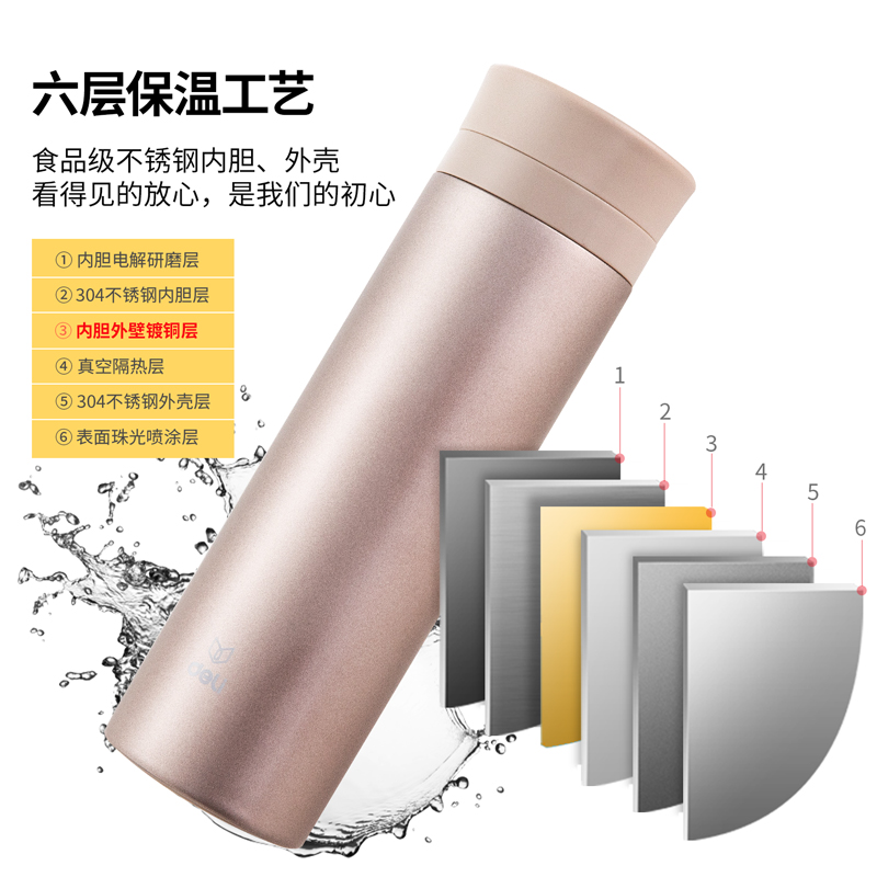 纵横17658保温杯(310ml)(香槟金)(1个/盒)