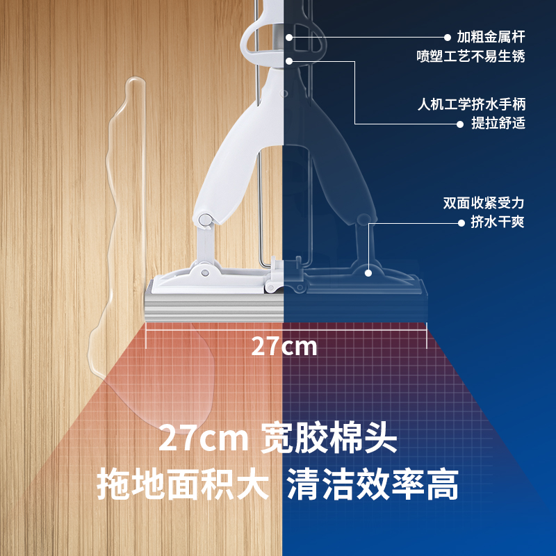 纵横19501-胶棉拖把(对折式)(灰色)(把)