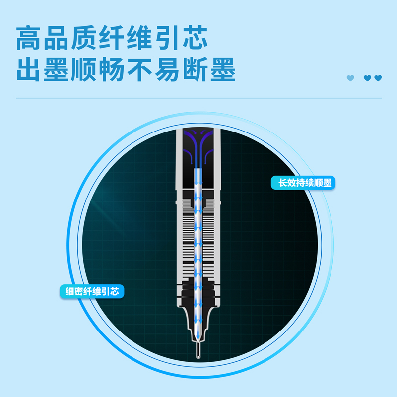 纵横S869直液式走珠笔0.5全针管(黑)(3支/PET盒)