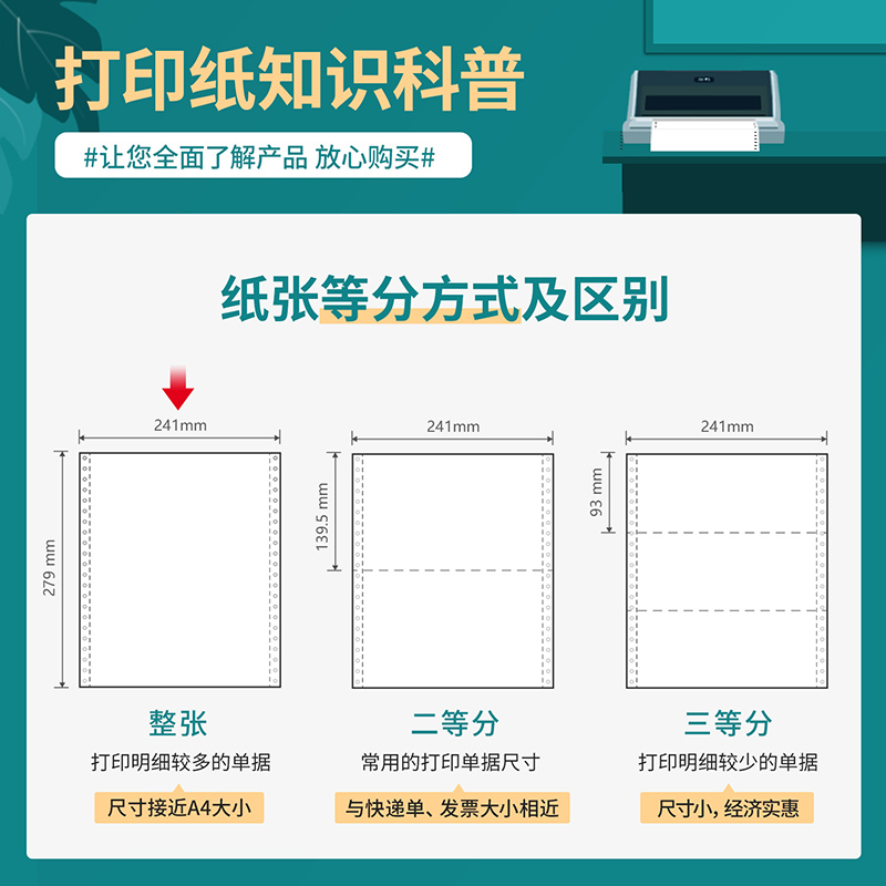 纵横多瑙河D241-3电脑打印纸(CS彩色撕边)(1000页/盒)