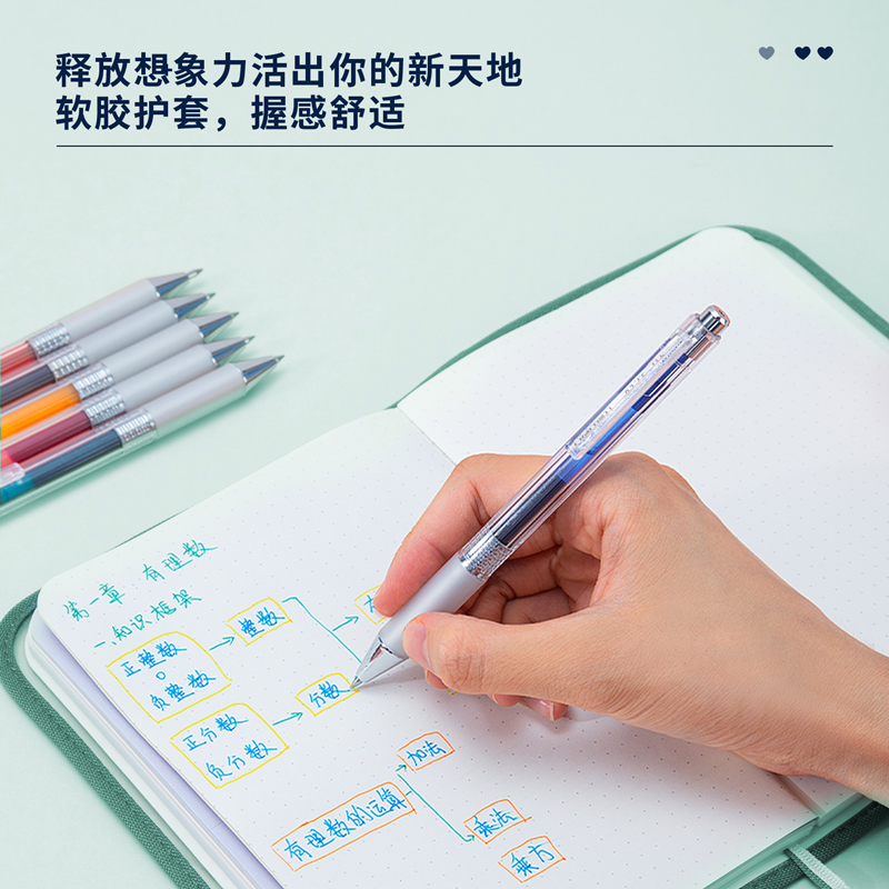 纵横A123按动彩色中性笔0.5mm子弹头(混)(盒)
