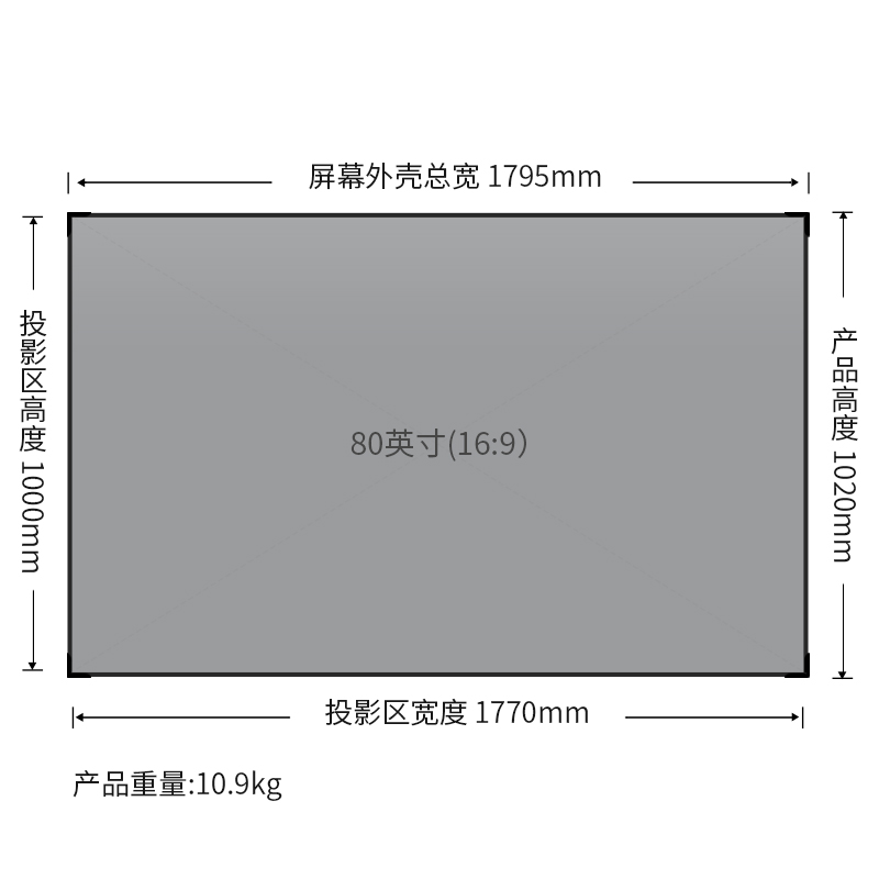 纵横50460长焦抗光画框幕(黑)(台)