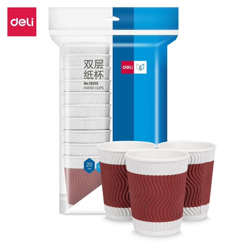 纵横19213三层波纹纸杯(228ml)(木浆纸)(红色)(20只/袋)