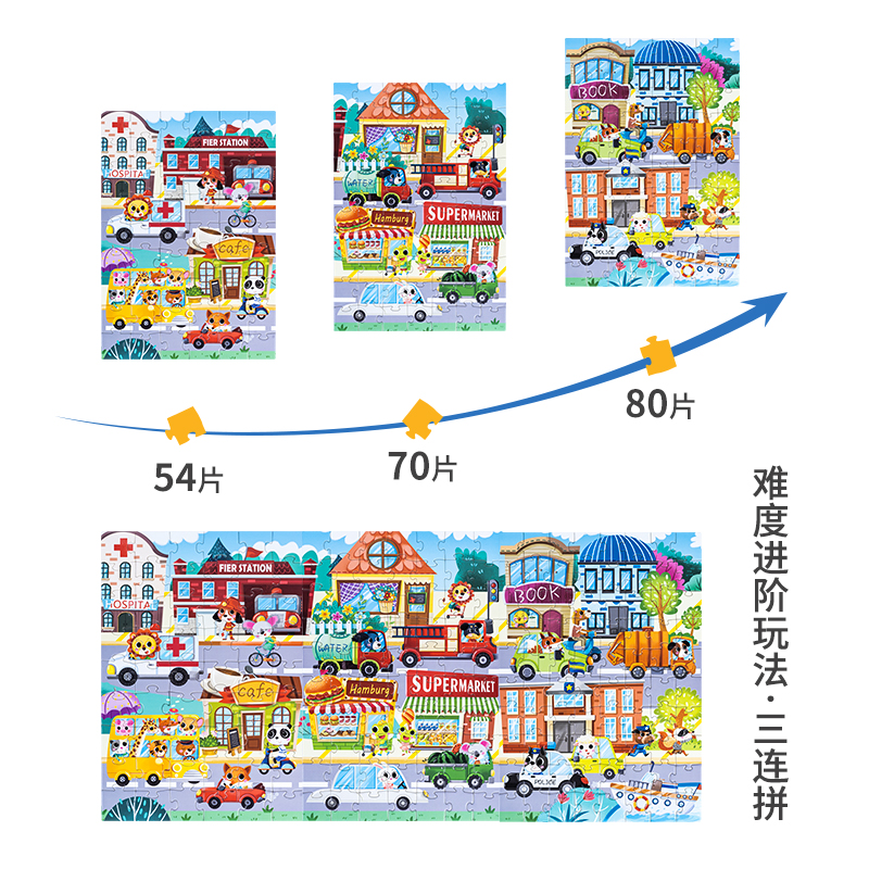 纵横74528_趣味拼图-交通小镇(混)(盒)