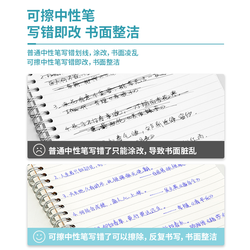 纵横A660学生矫姿可擦中性笔0.5mm全针管(晶蓝)(支)