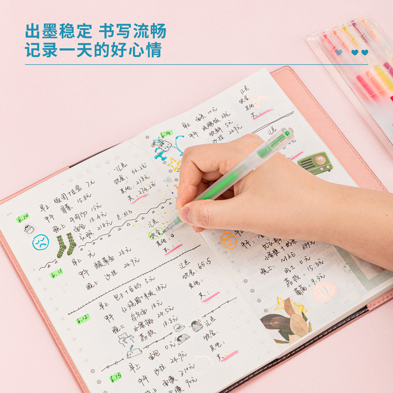 纵横A129荧光彩色中性笔0.5mm弹簧头(混)(盒)
