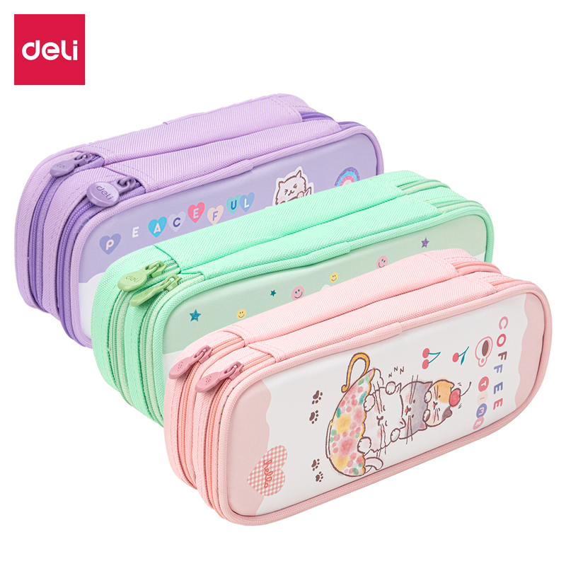 纵横67092清新猫笔盒式多用途笔袋(混)(只)