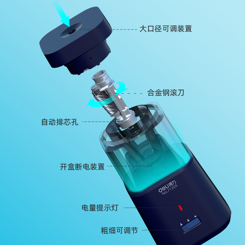 纵横71205大口径电动削笔机(珠光蓝)(只)