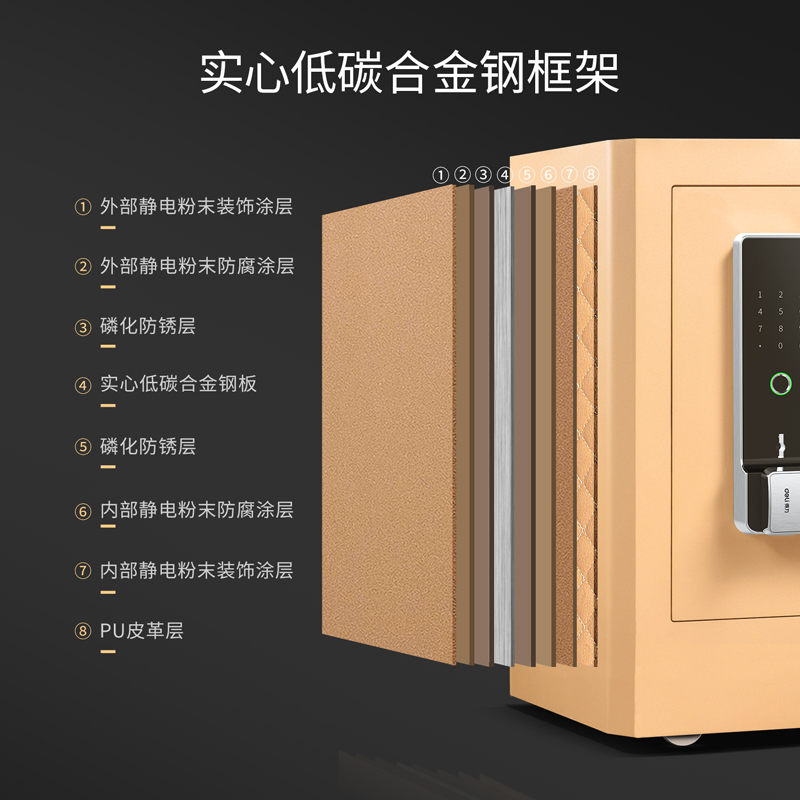 纵横4117G指纹密码保险柜H710(金色)(台)
