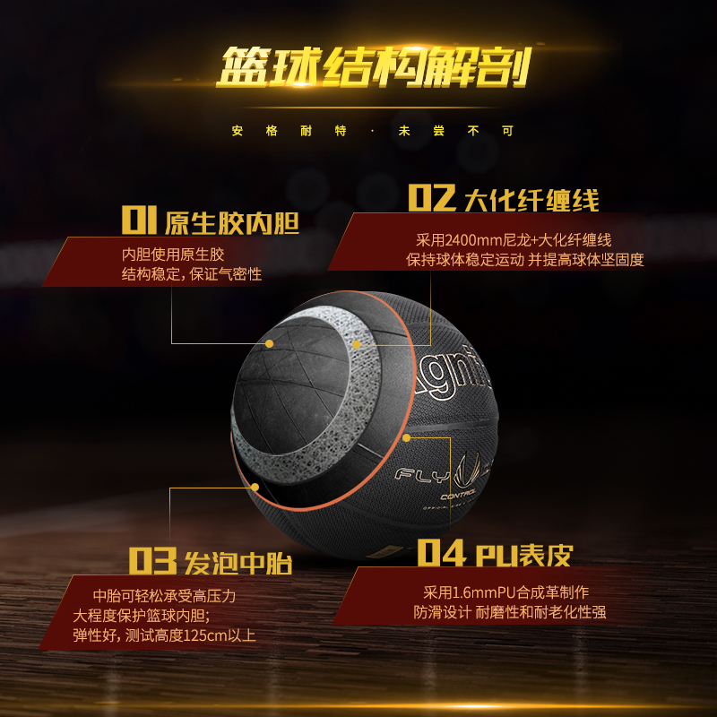 安格耐特F1172_7号仿生吸湿PU贴皮篮球(黑色)(个)
