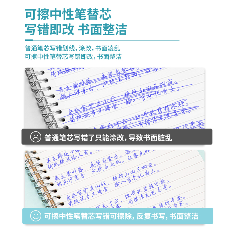 纵横A725可擦中性笔替芯0.5mm全针管(晶蓝)(支)
