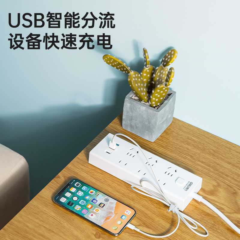 纵横18289延长线插座_3+3+3U_2米_彩盒装(白)(只)