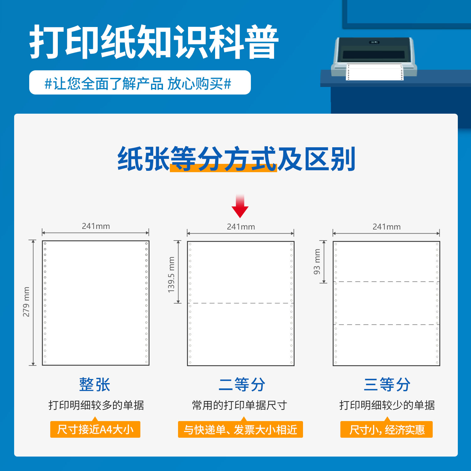 纵横塞纳河N241-6电脑打印纸(1/2CS彩色撕边)(1000页/盒)