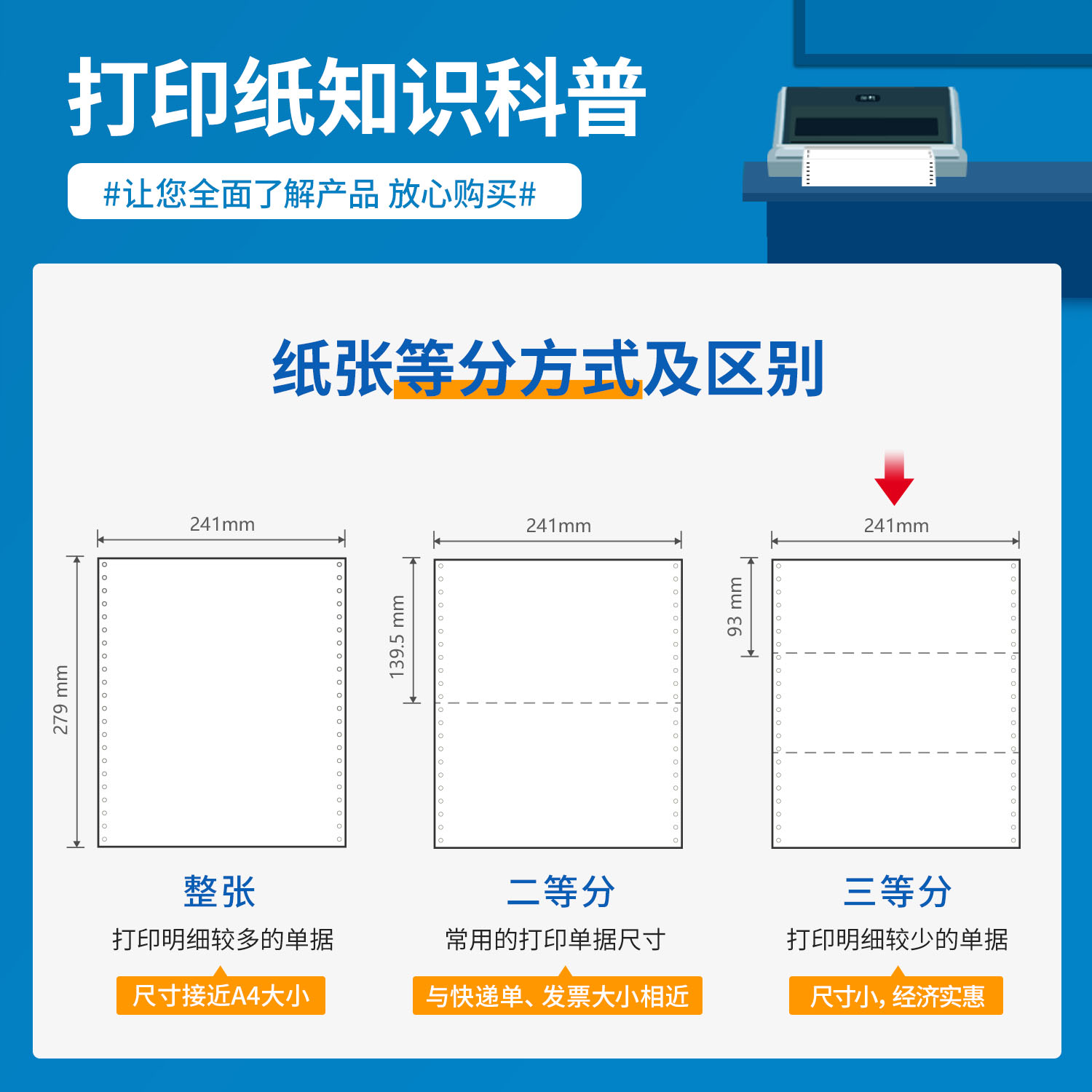 纵横塞纳河N241-6电脑打印纸(1/3CS彩色撕边)(1000页/盒)